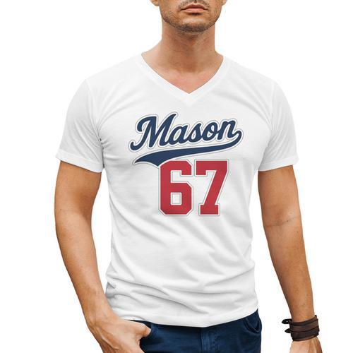 Mason 67 Jersey Baseball Men Women Boys Girls Number 6 7 Men's V-Neck T-Shirt - Sportilla