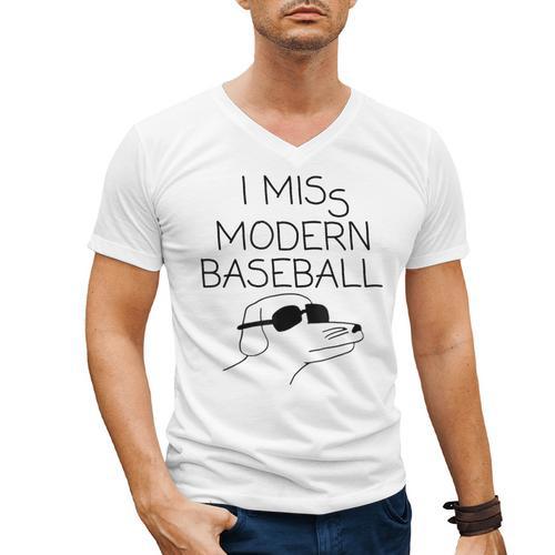 I Miss Modern Baseball Vintage Baseball Meme Tee Men's V-Neck T-Shirt - Sportilla