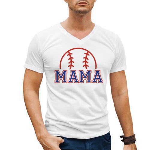 Mom Of Rookie 1st Birthday Baseball Boy Family Matching Men's V-Neck T-Shirt - Sportilla