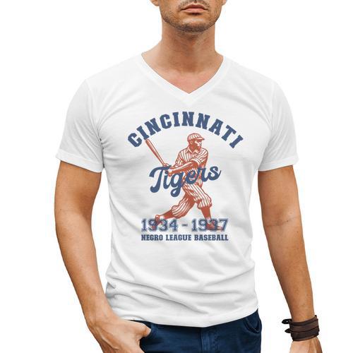 Negro League Baseball History Month Cincinnati Ohio Men's V-Neck T-Shirt - Sportilla