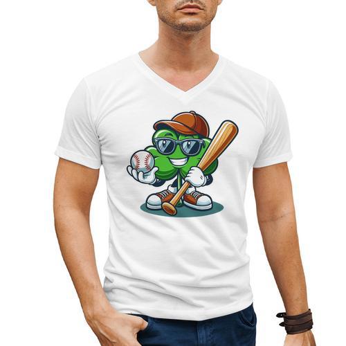 Shamrock Baseball St Patrick's Day Kids Boys Toddlers Premium Tri-Blend Men's V-Neck T-Shirt - Sportilla