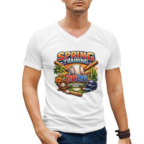 Spring Training 2026 Baseball Fan Retro Palm Cactus Premium Tri-Blend Men's V-Neck T-Shirt - Sportilla