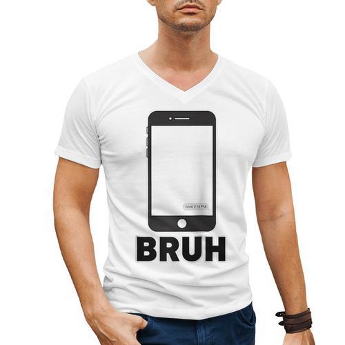 Texted First Bruh Seen Message Valentine's Day Humor Raglan Baseball Tee Men's V-Neck T-Shirt - Sportilla