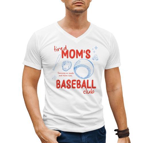 Tired Baseball Mom Club Baseball Mama Mother's Day Men's V-Neck T-Shirt - Sportilla