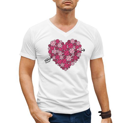 Valentine's Day Baseball Heart Softball Player Sports Lover Men's V-Neck T-Shirt - Sportilla