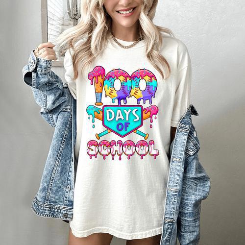 100 Days Of School Baseball Boys Kids Women's Comfort Colors T-Shirt - Sportilla