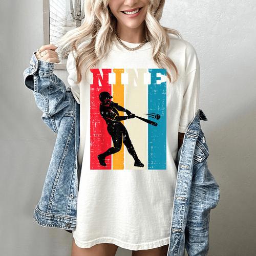 9th Birthday Nine Baseball Batter 9 Year Old Bday Boys Kids Women's Comfort Colors T-Shirt - Sportilla