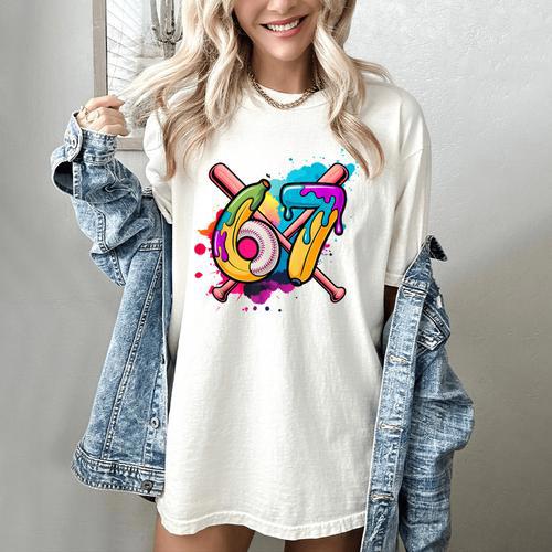 Banana Baseball 67 Ice Cream Drip Meme Women's Comfort Colors T-Shirt - Sportilla
