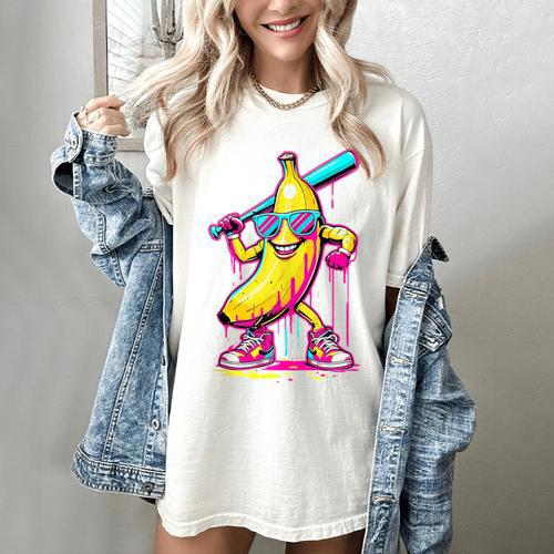 Banana With Baseball Bat Street Baseball Drip Women's Comfort Colors T-Shirt - Sportilla