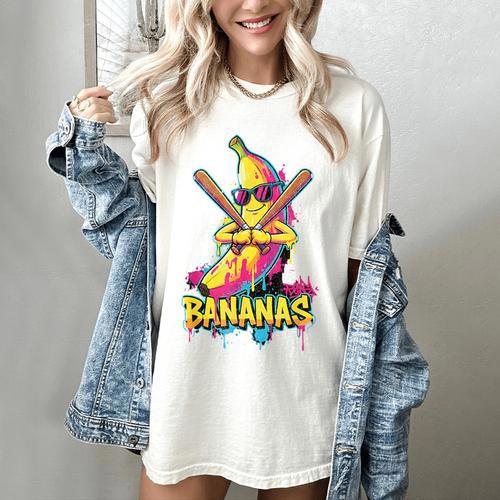 Baseball Banana Graffiti Urban For Kids Women's Comfort Colors T-Shirt - Sportilla