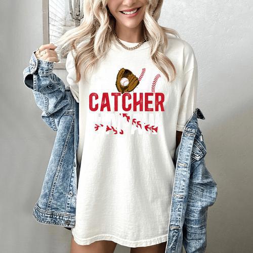 Baseball Catcher Papaw Proud Papaw Of A Baseball Catcher Women's Comfort Colors T-Shirt - Sportilla