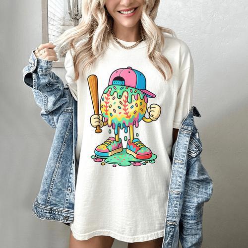 Baseball Drip For Boys Ice Cream Drip Baseball Sport Women's Comfort Colors T-Shirt - Sportilla