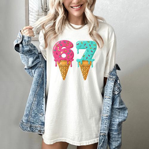 Baseball Drip Ice Cream 67 Baseball Women's Comfort Colors T-Shirt - Sportilla
