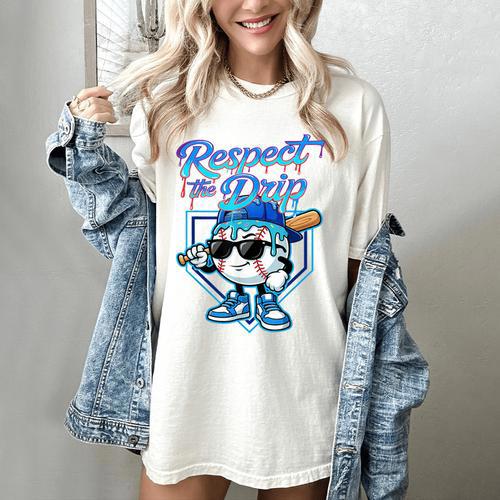 Baseball Drip Ice Cream Respect The Drip Home Plate Boy Kids Women's Comfort Colors T-Shirt - Sportilla