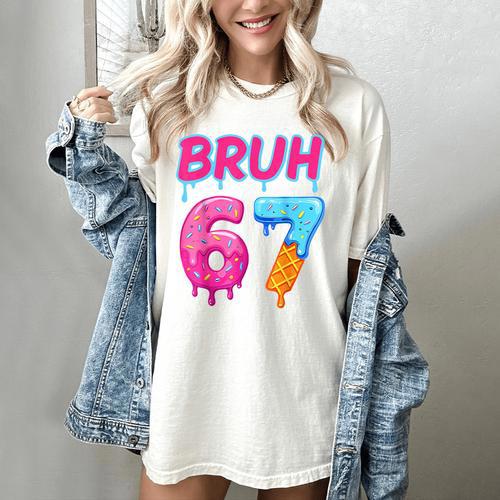 Baseball Ice Cream Drip Number 67 Player Or 67th Birthday Women's Comfort Colors T-Shirt - Sportilla