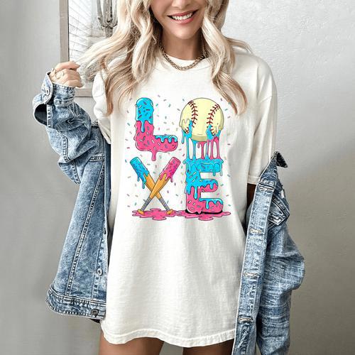 Baseball Love Drip Ice Cream Colorful Baseball Women's Comfort Colors T-Shirt - Sportilla