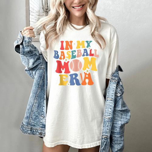 In My Baseball Mom Era Cute Mommy Groovy Women's Comfort Colors T-Shirt - Sportilla