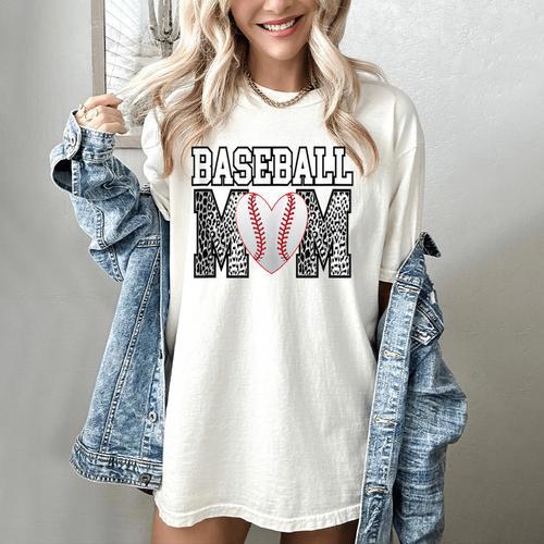 Baseball Mom Heart Sports Mom Women's Comfort Colors T-Shirt - Sportilla