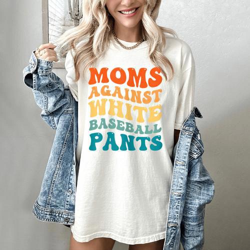 Baseball Moms Against Baseball Pants Groovy Softball Women's Comfort Colors T-Shirt - Sportilla