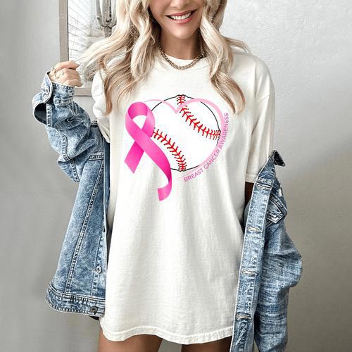 Breast Cancer Awareness Baseball Mom Women's Comfort Colors T-Shirt - Sportilla