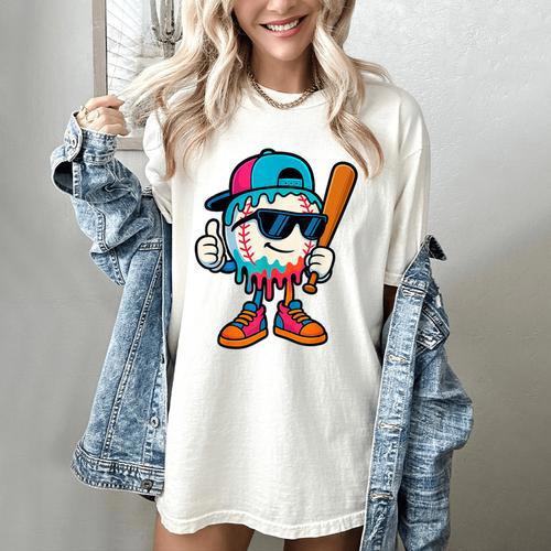 Cool Baseball Drip For Boys Ice Cream Drip Baseball Kids Women's Comfort Colors T-Shirt - Sportilla