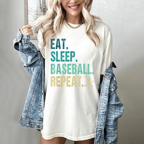 Eat Sleep Baseball Repeat Baseball Player Baseball Women's Comfort Colors T-Shirt - Sportilla