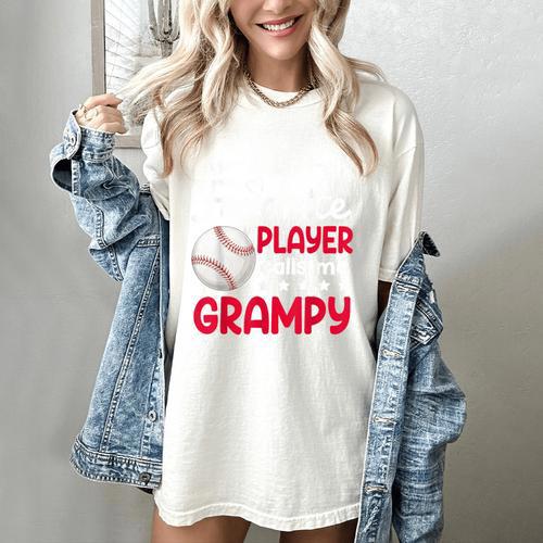 My Favorite Player Calls Me Grampy Baseball Grampy Women's Comfort Colors T-Shirt - Sportilla