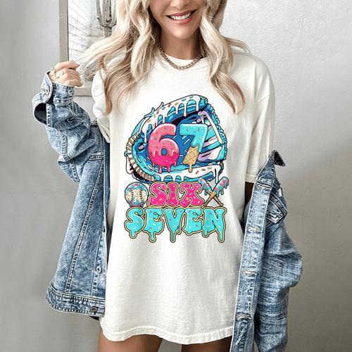 Six Seven 67 Ice Cream Drip Baseball For Boy Kids Youth Women's Comfort Colors T-Shirt - Sportilla