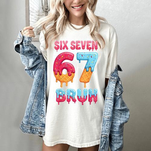 Six Seven Bruh 67 Ice Cream Drip Baseball For Men Women Kids Women's Comfort Colors T-Shirt - Sportilla