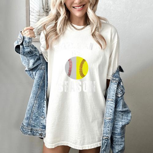 Sorry I Cant It's Season Vintage Softball Baseball Mom Women's Comfort Colors T-Shirt - Sportilla