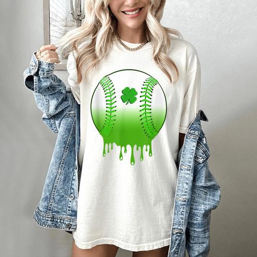 St Patricks Day Shamrock Baseball Irish Boys Kids Men Women's Comfort Colors T-Shirt - Sportilla
