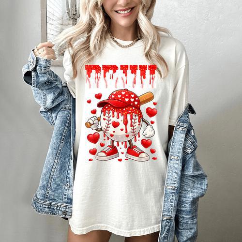 Valentines Day Baseball Drip Boys Bruh Ice Cream Toddler Kid Women's Comfort Colors T-Shirt - Sportilla