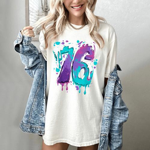 Vintage Baseball 76 Number Women's Comfort Colors T-Shirt - Sportilla