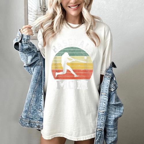 Vintage Baseball Mom Baseball Lover Women's Comfort Colors T-Shirt - Sportilla