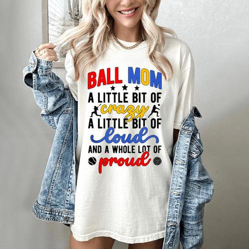 Ball Mom Proud Volleyball Baseball Mom Women's Comfort Colors T-Shirt - Sportilla