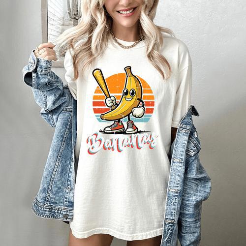Bananas Baseball Sunset Retro Fruit Sports Boys Kids Men Premium Tri-Blend Women's Comfort Colors T-Shirt - Sportilla