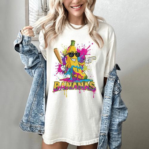 Baseball Banana Splatter Sports Kids Teens Premium Tri-Blend Women's Comfort Colors T-Shirt - Sportilla