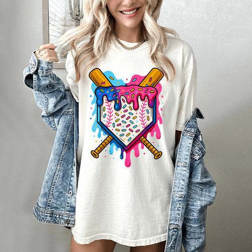Baseball Boys Ice Cream Drip Baseball Women's Comfort Colors T-Shirt - Sportilla