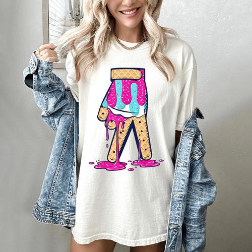 Baseball Ice Cream Drip Boys Glove Sprinkles Baseball Lover Women's Comfort Colors T-Shirt - Sportilla