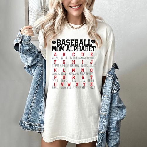 Baseball Mom Alphabet Women's Comfort Colors T-Shirt - Sportilla