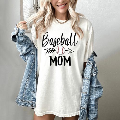 Baseball Mom Cute Arrow Father's Mother's Xmas Day Women's Comfort Colors T-Shirt - Sportilla