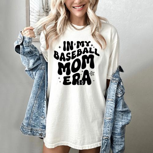 In My Baseball Mom Era Groovy Women's Comfort Colors T-Shirt - Sportilla