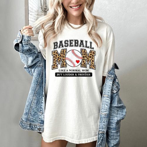 Baseball Mom Leopard Like a Normal But Louder And Prouder Women's Comfort Colors T-Shirt - Sportilla