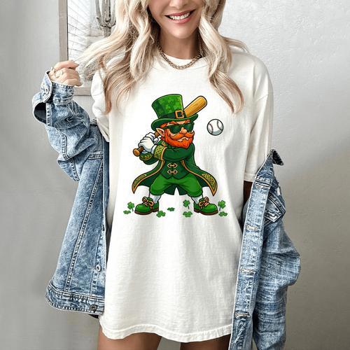 Baseball St Patricks Day Leprechaun Boys Girls Men Women Women's Comfort Colors T-Shirt - Sportilla