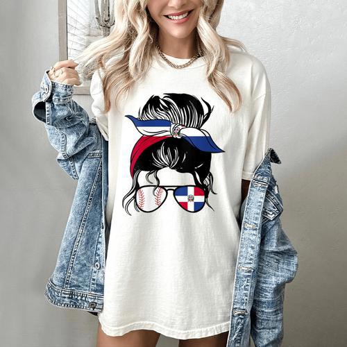 Dominican Baseball Mom Dominican Baseball Girl Women's Comfort Colors T-Shirt - Sportilla