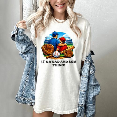 Father Son Baseball Father's Day Women's Comfort Colors T-Shirt - Sportilla