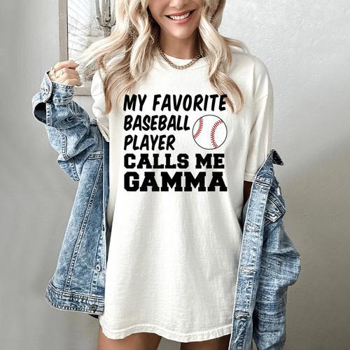 My Favorite Baseball Player Calls Me Gamma Women's Comfort Colors T-Shirt - Sportilla