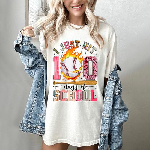 I Just Hit 100 Days Of School Baseball Lovers Fans Boys Kids Women's Comfort Colors T-Shirt - Sportilla
