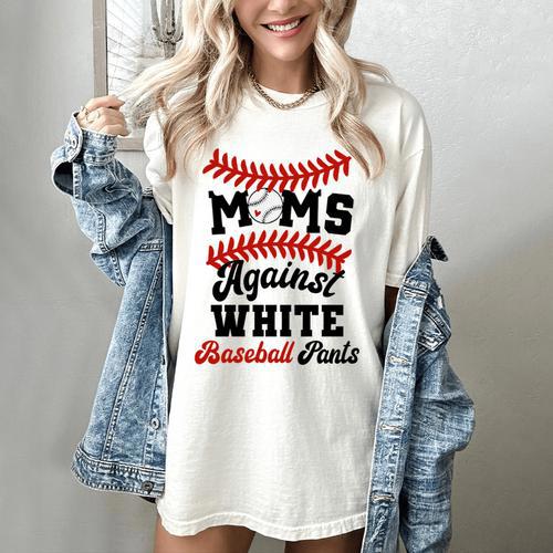 Moms Against Baseball Pants Baseball Mom Joke Women's Comfort Colors T-Shirt - Sportilla