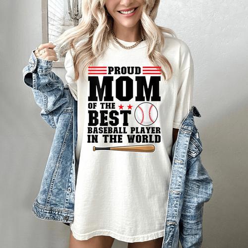 Proud Mom Of An Awesome Baseball Baseball Mom Women's Comfort Colors T-Shirt - Sportilla